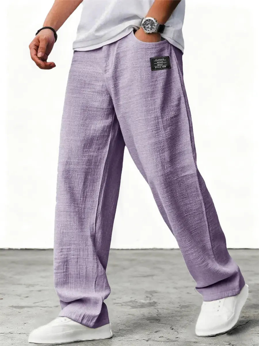 Pantaloni in Lino a Gamba Larga