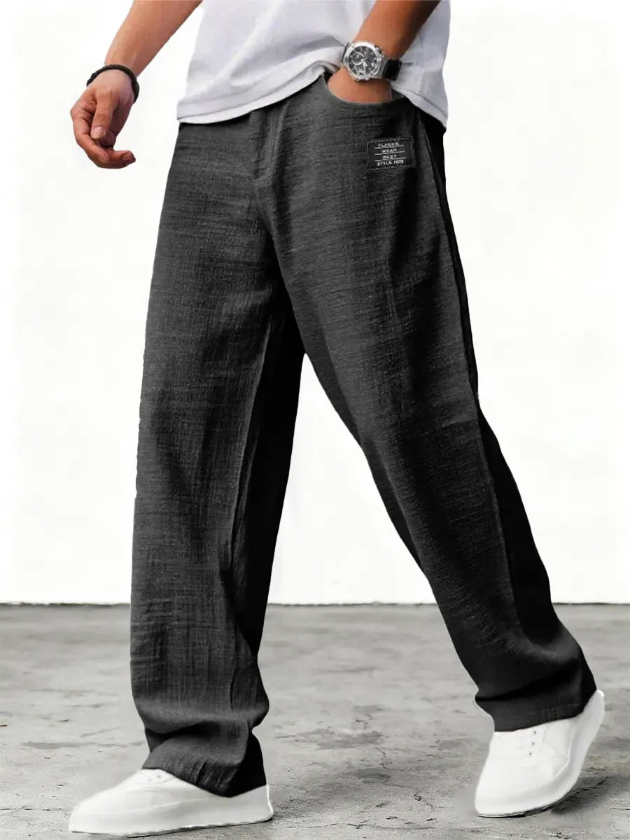 Pantaloni in Lino a Gamba Larga