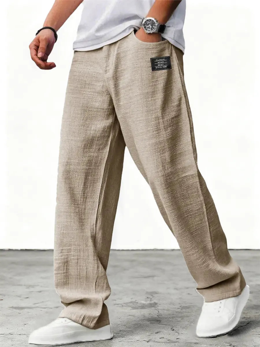 Pantaloni in Lino a Gamba Larga