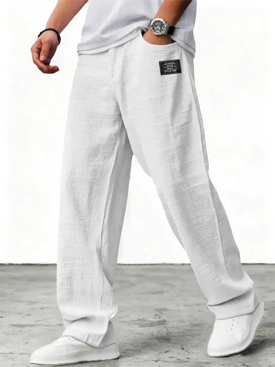 Pantaloni in Lino a Gamba Larga
