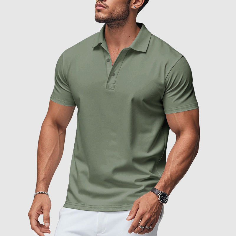 Férfi slim fit póló rövid ujjú, klasszikus gallérral