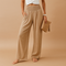 Pantaloni in lino eleganti a vita alta per donna – Pantaloni casual elastici
