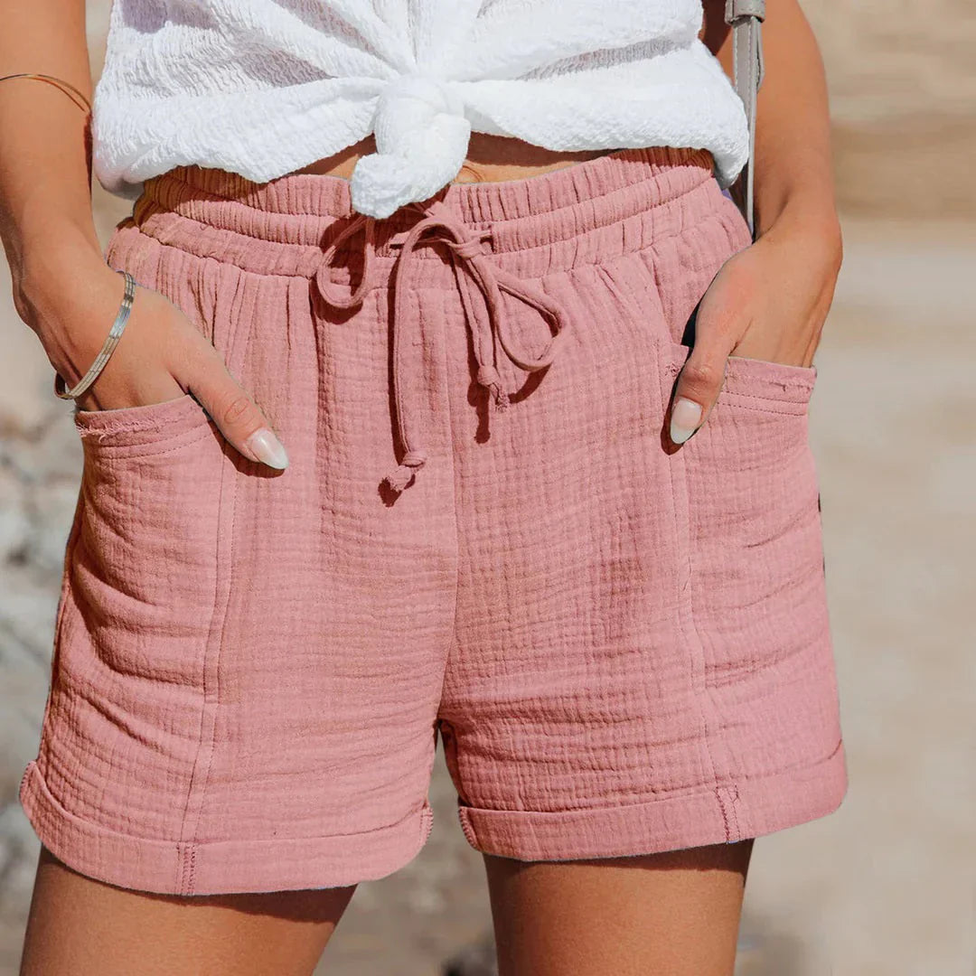 Shorts donna leggeri con coulisse in vita