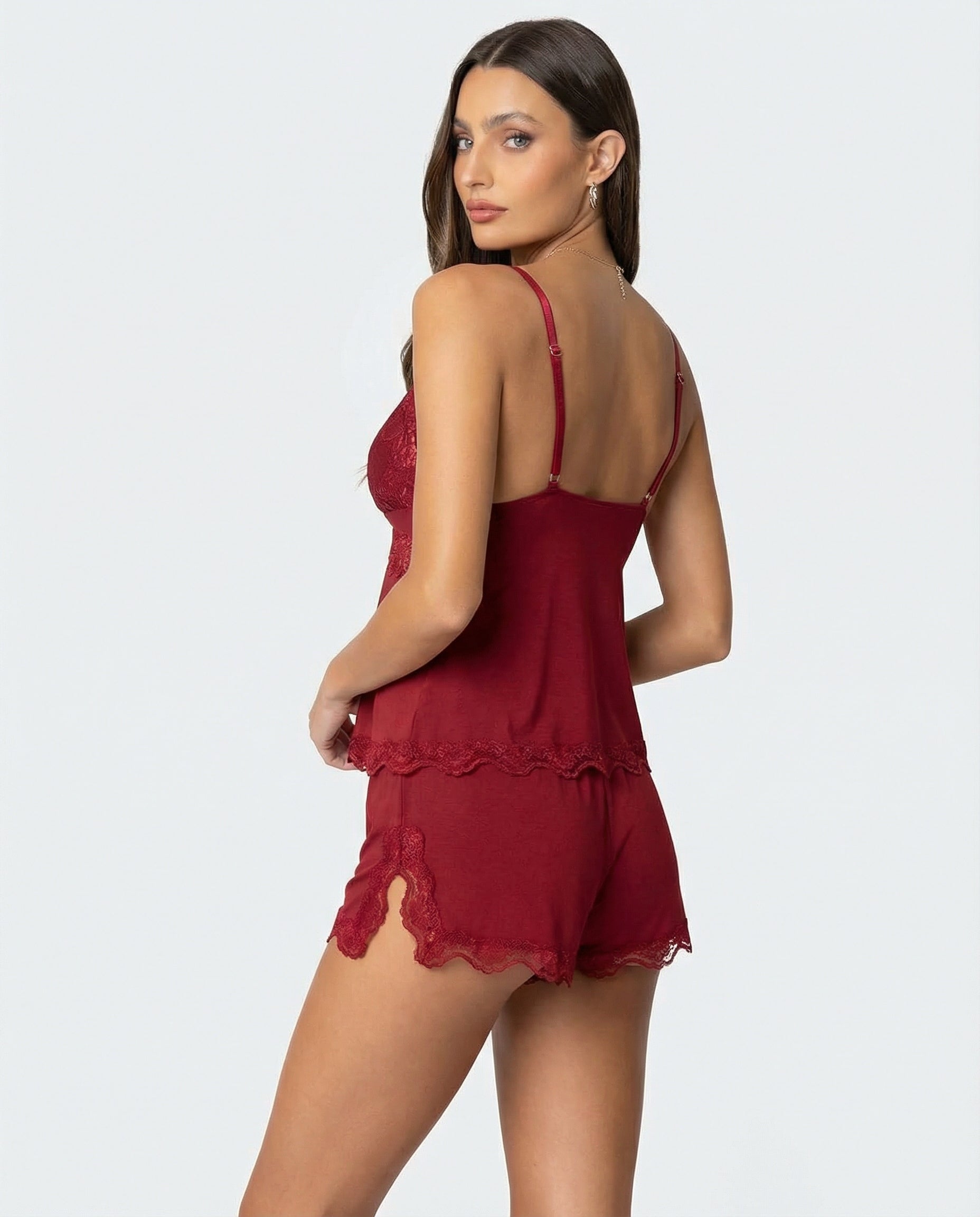 Completo Pigiama Corto in Pizzo da Donna