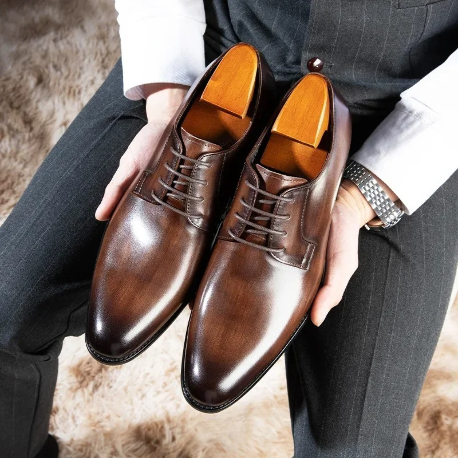 Scarpe Eleganti da Uomo in Pelle Sintetica – Stringate Classiche per Business, Cerimonie e Occasioni Formali