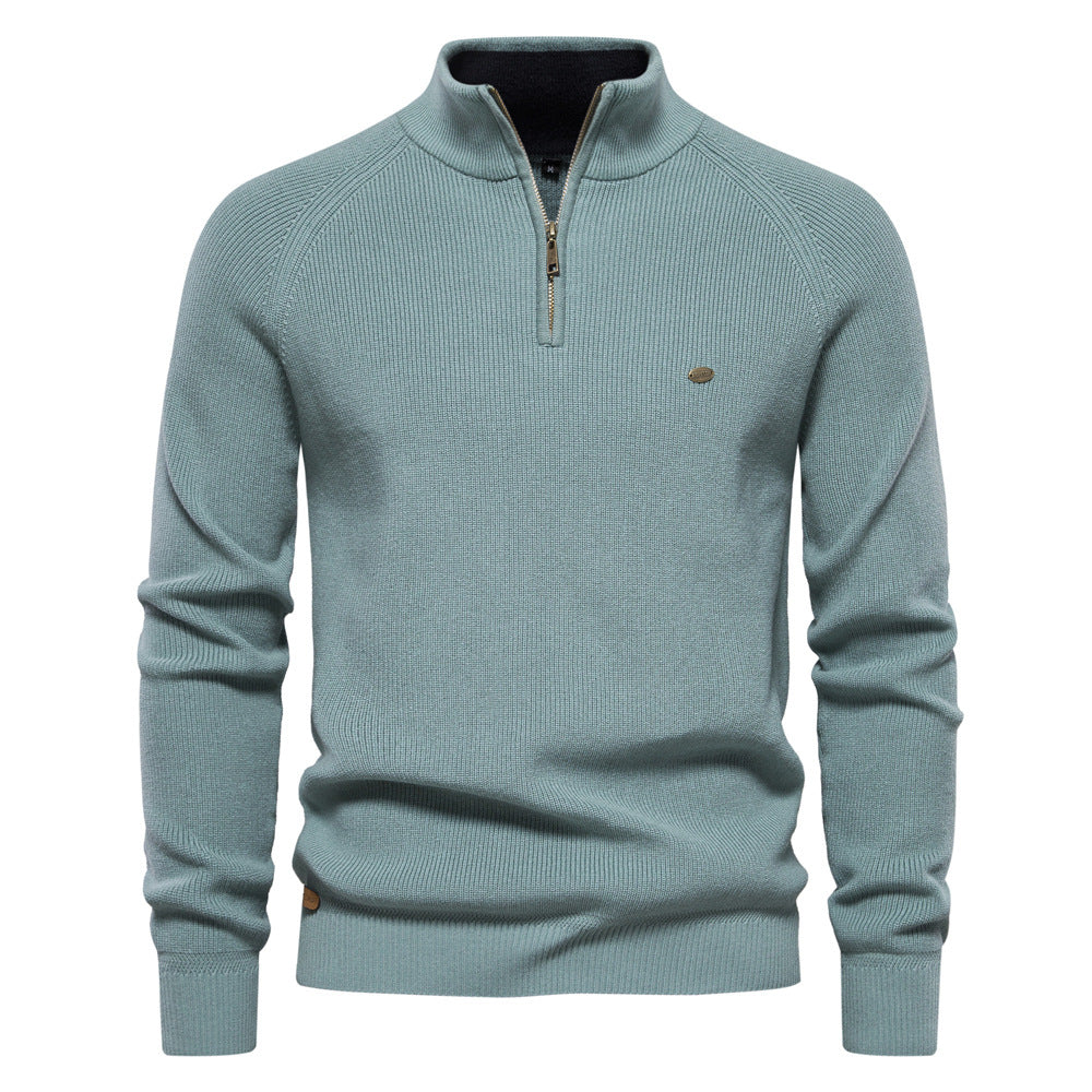 Maglione da Uomo con Collo Alto e Mezza Zip