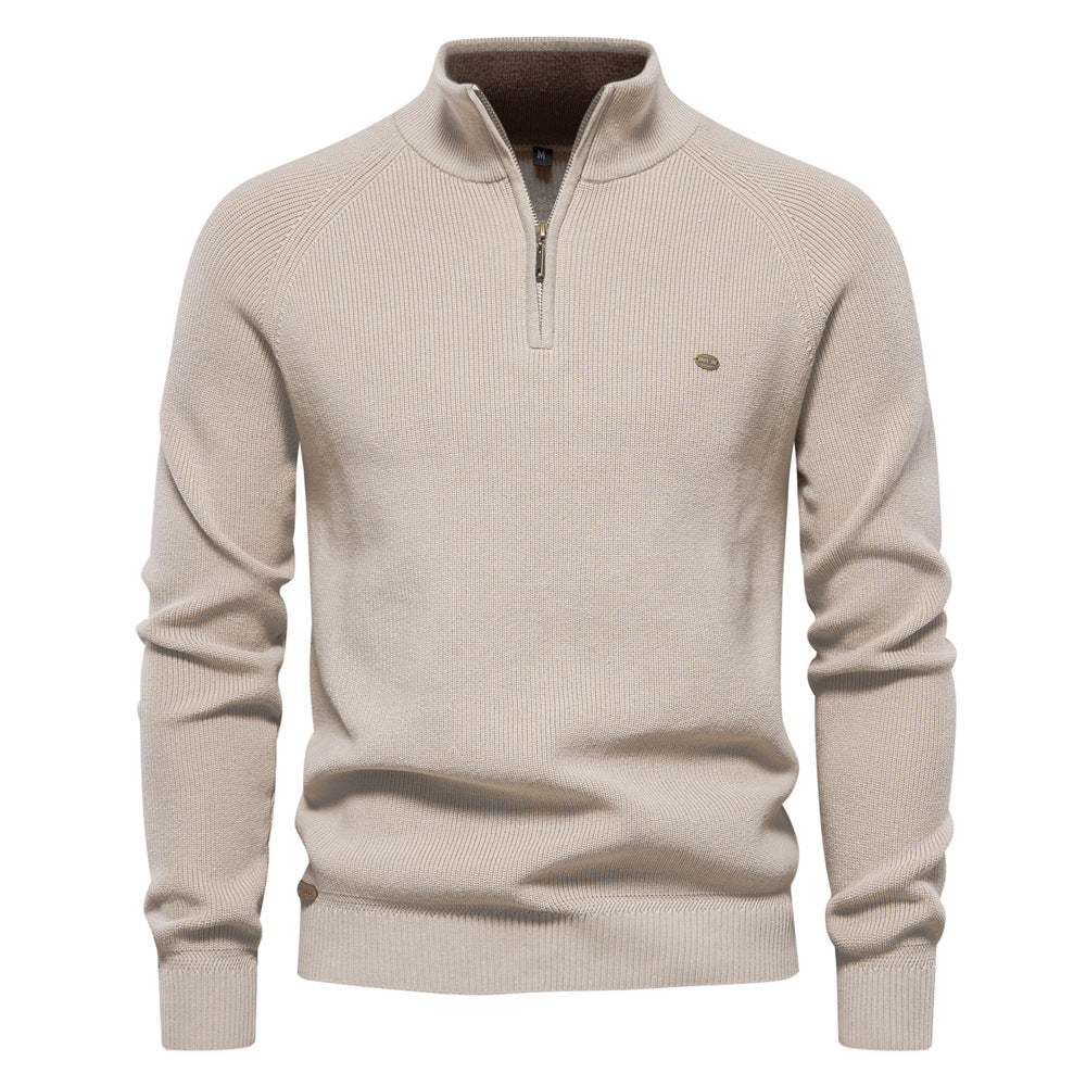 Maglione da Uomo con Collo Alto e Mezza Zip