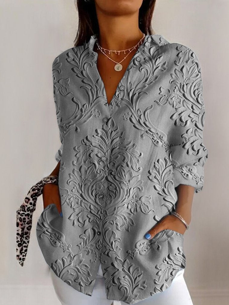 Camicia da Donna Elegante con Design Floreale in Rilievo – Stilosa e Moderna