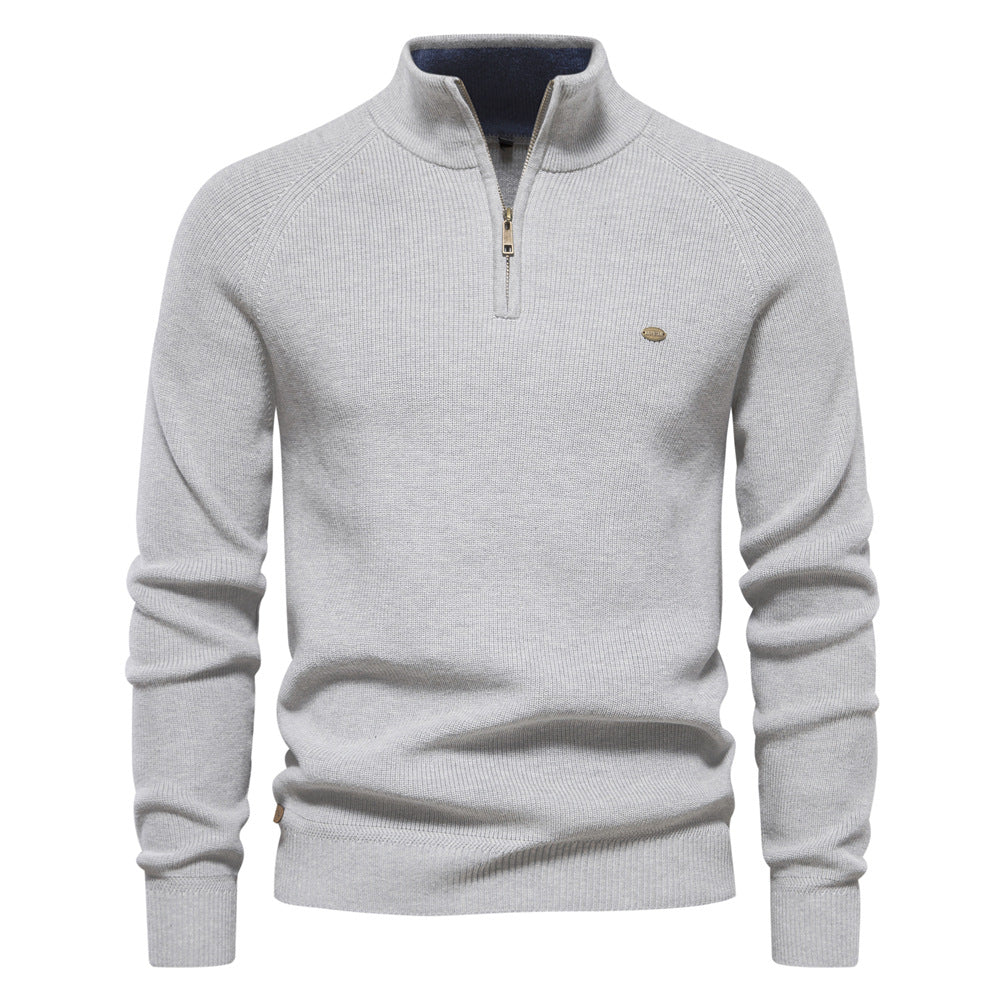 Maglione da Uomo con Collo Alto e Mezza Zip