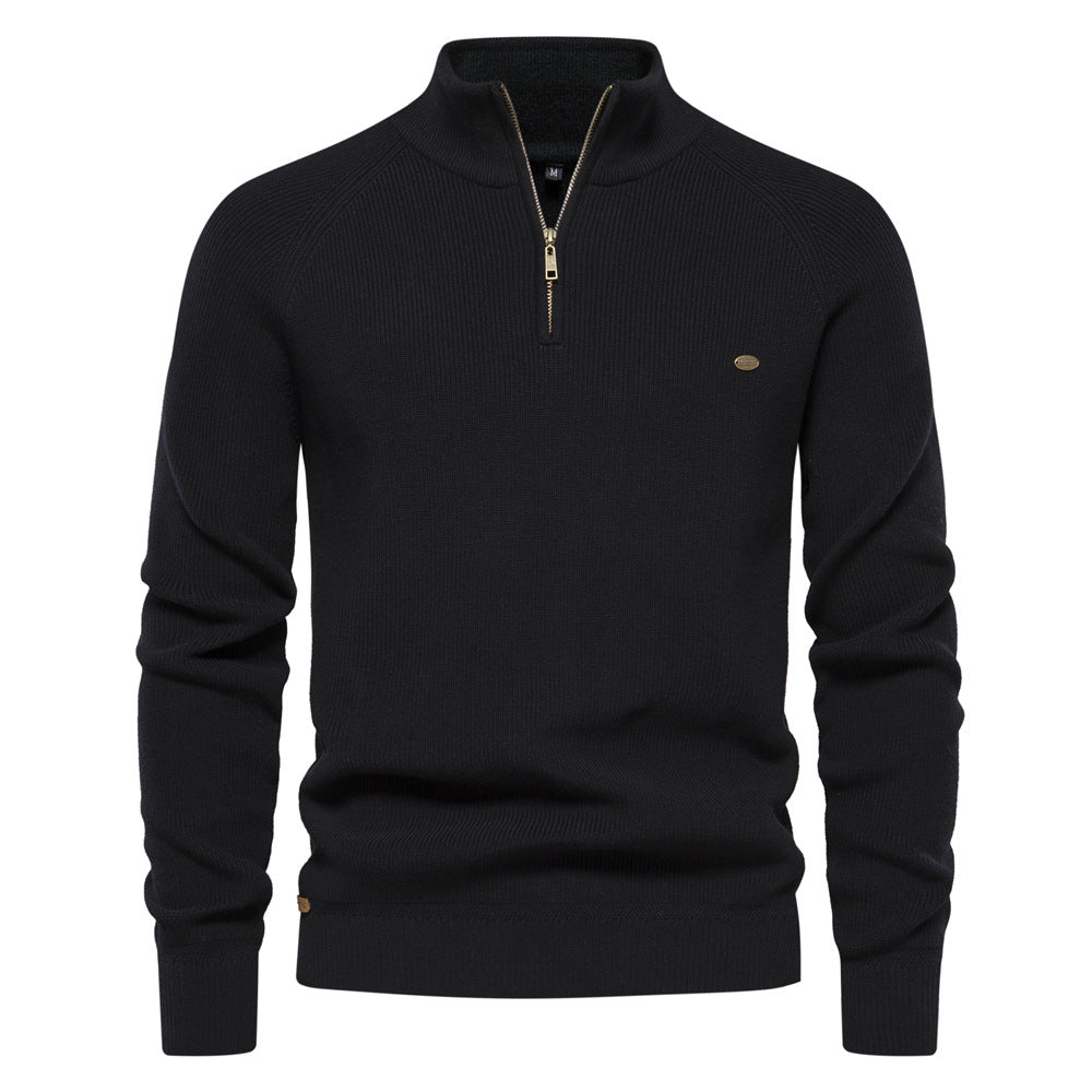 Maglione da Uomo con Collo Alto e Mezza Zip