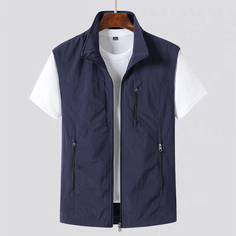 Gilet Leggero da Uomo con Zip e Tasche Utility