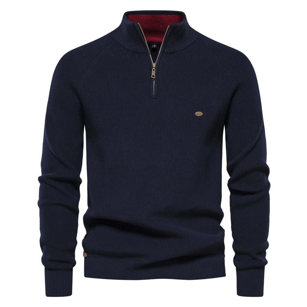 Maglione da Uomo con Collo Alto e Mezza Zip