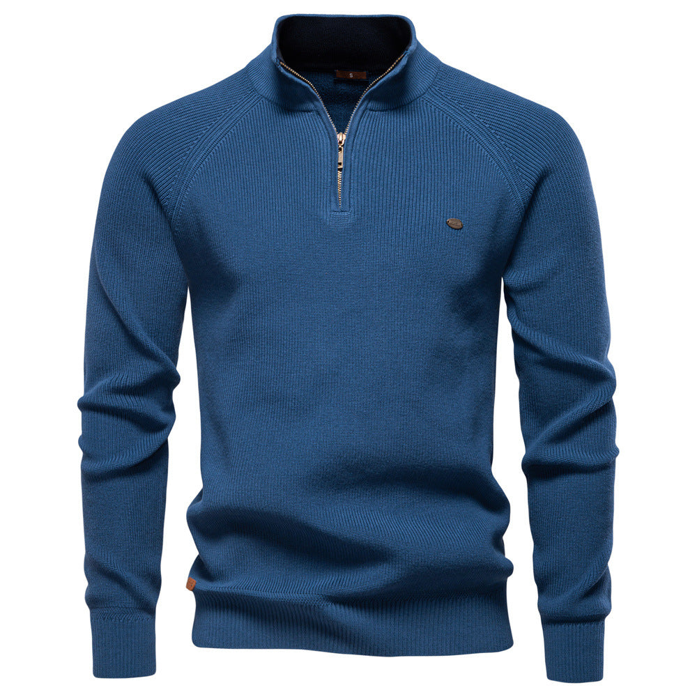 Maglione da Uomo con Collo Alto e Mezza Zip