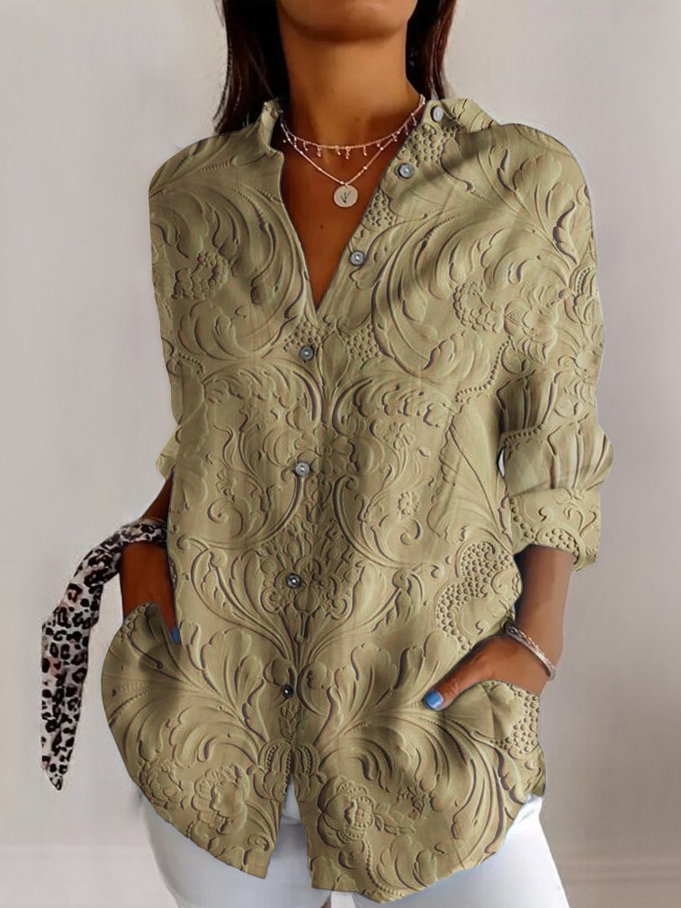 Camicia da Donna Elegante con Design Floreale in Rilievo – Stilosa e Moderna