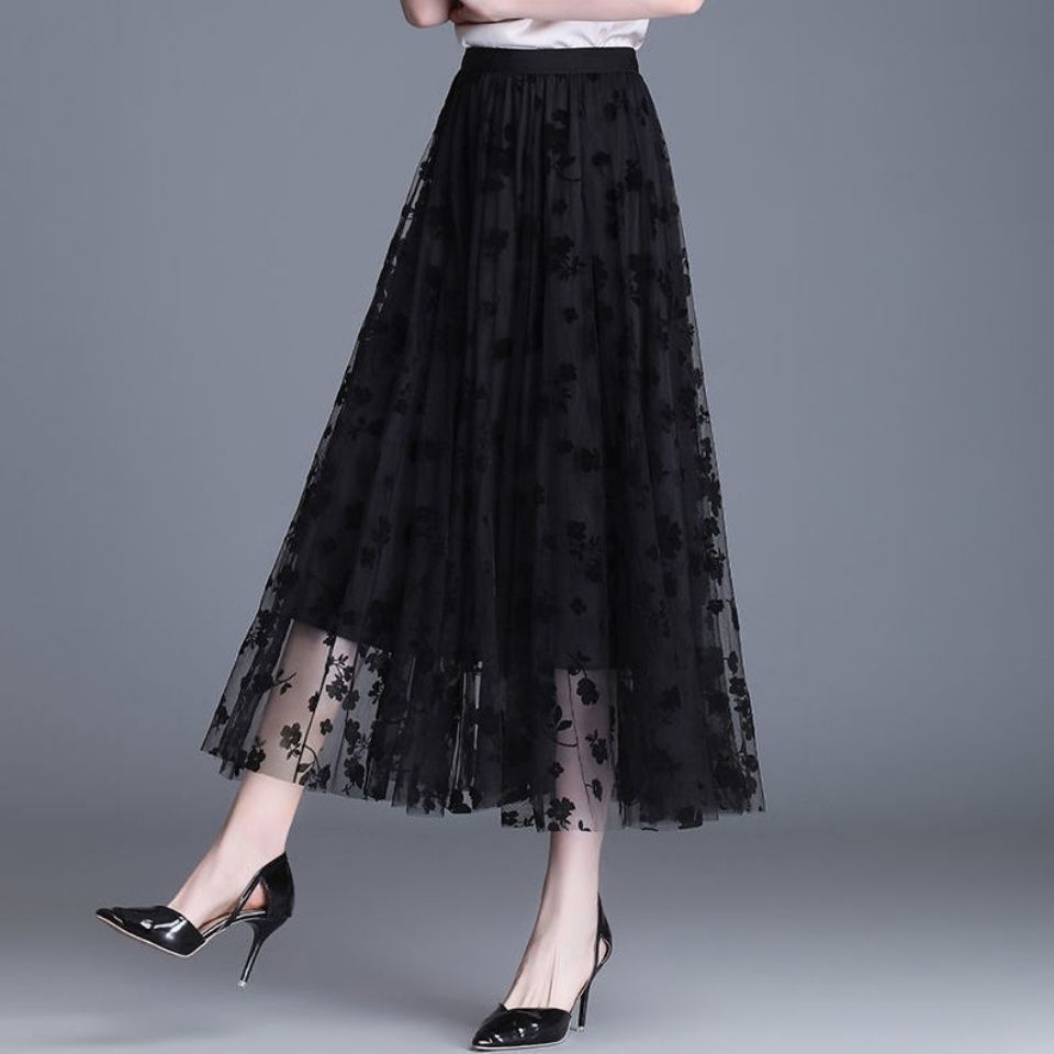 Gonna Midi in Tulle da Donna con Ricamo Floreale
