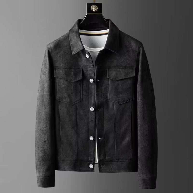 Giacca in pelle scamosciata da uomo - Design Elegante e Senza Tempo