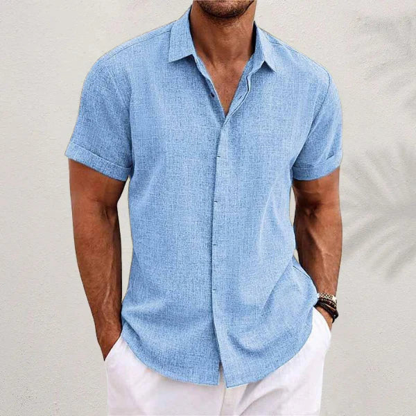 Camicia Uomo a Maniche Corte in Lino – Vestibilità Comfort