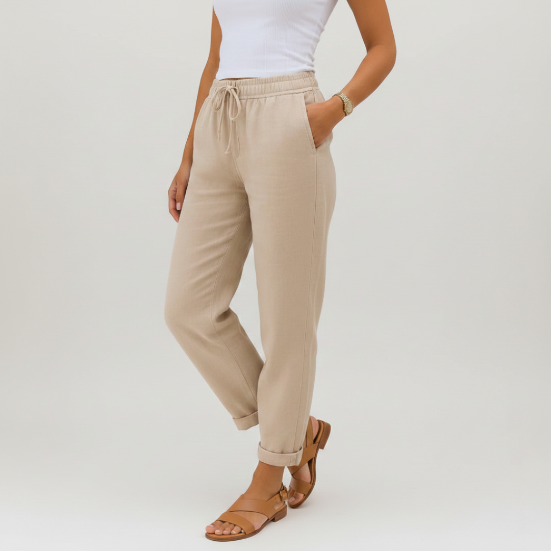 Olivia | Pantaloni di Lino Donna con Vita Elastica