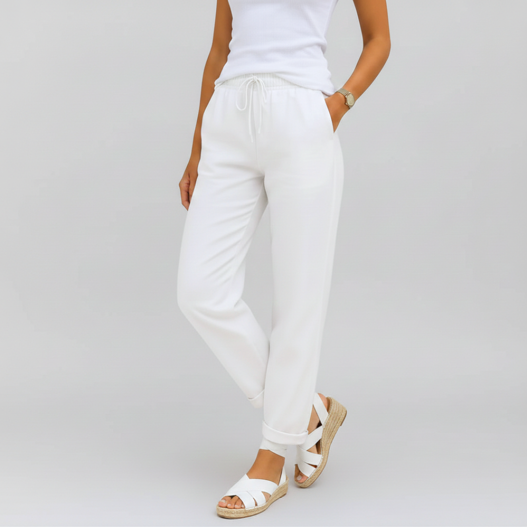Olivia | Pantaloni di Lino Donna con Vita Elastica