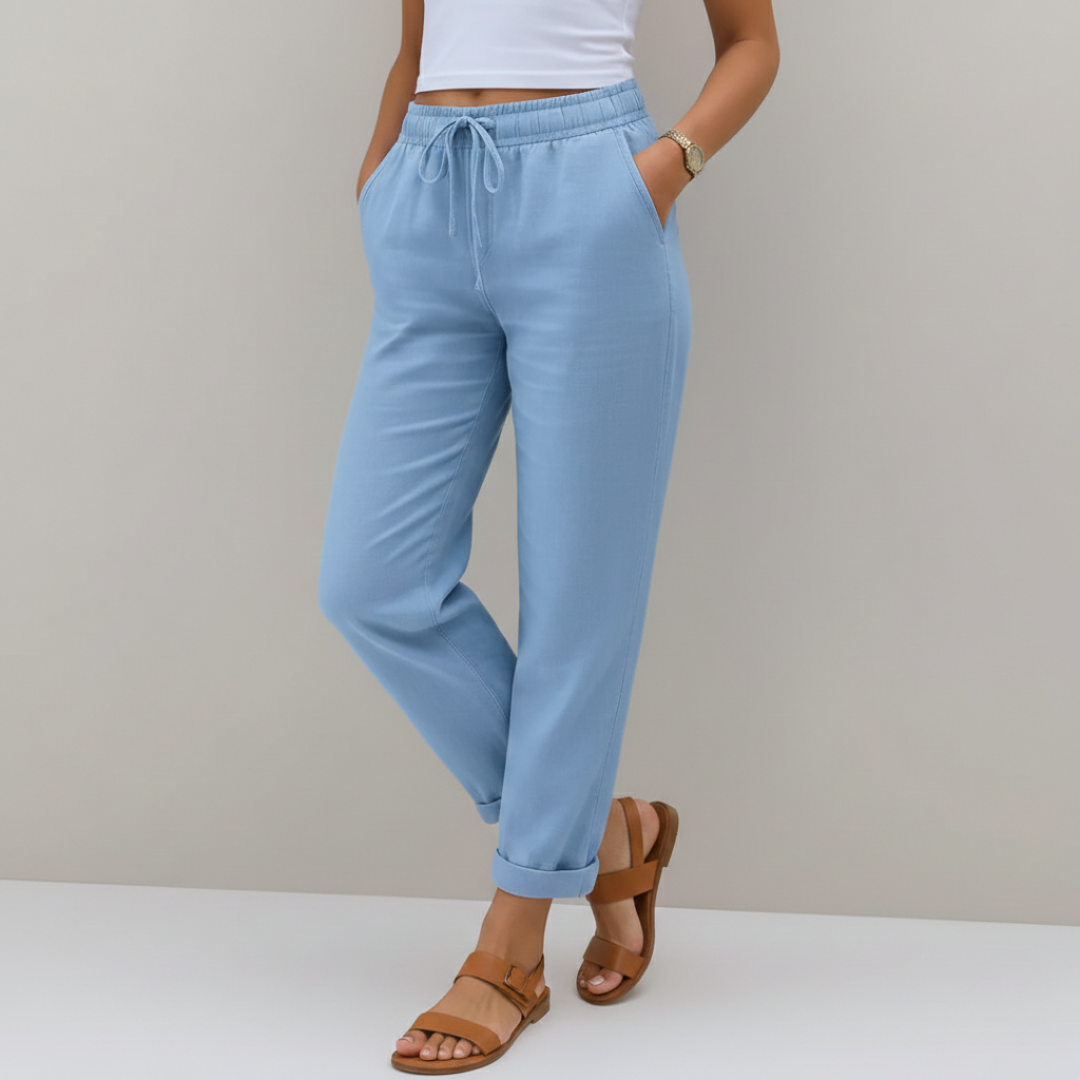 Olivia | Pantaloni di Lino Donna con Vita Elastica