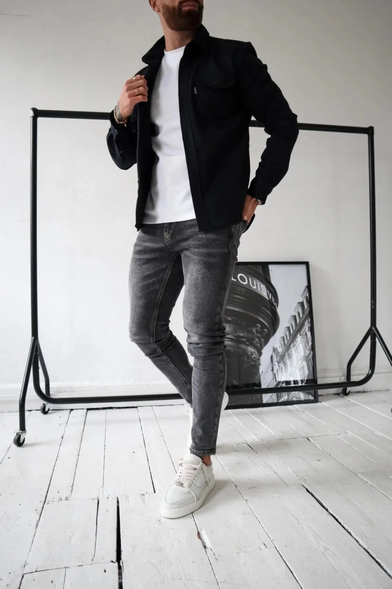 Giacca a Camicia da Uomo a Maniche Lunghe con Tasche sul Petto