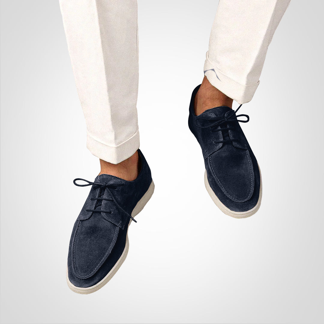 Herresko i ruskind med let sål, casual moccasin-stil