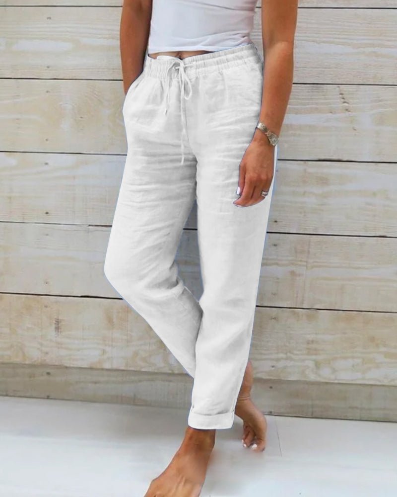 Pantaloni Donna in Lino e Cotone – Leggeri, Traspiranti con Vita Elasticizzata