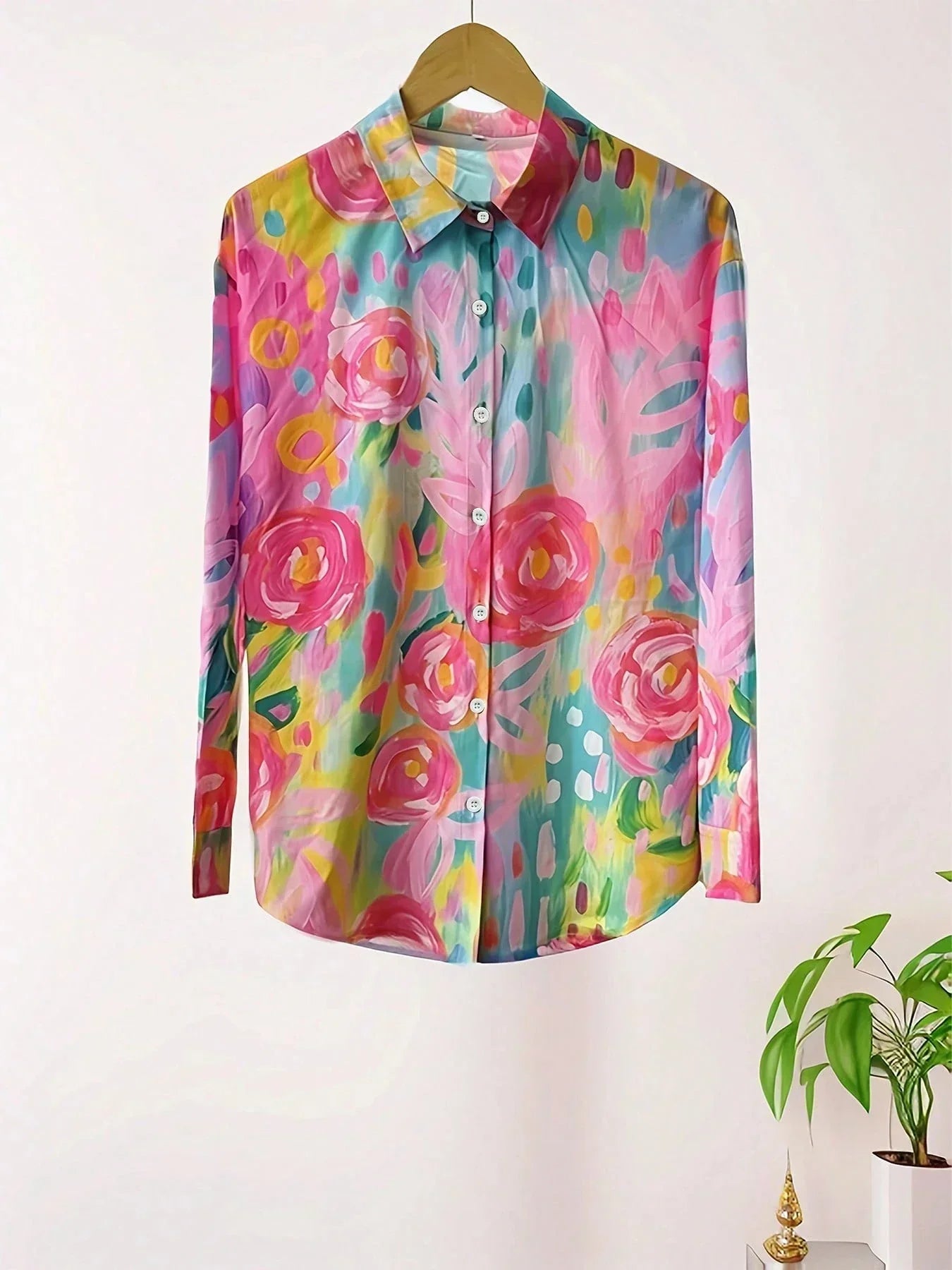 Camicia Donna a Fantasia Floreale Vestibilità Morbida