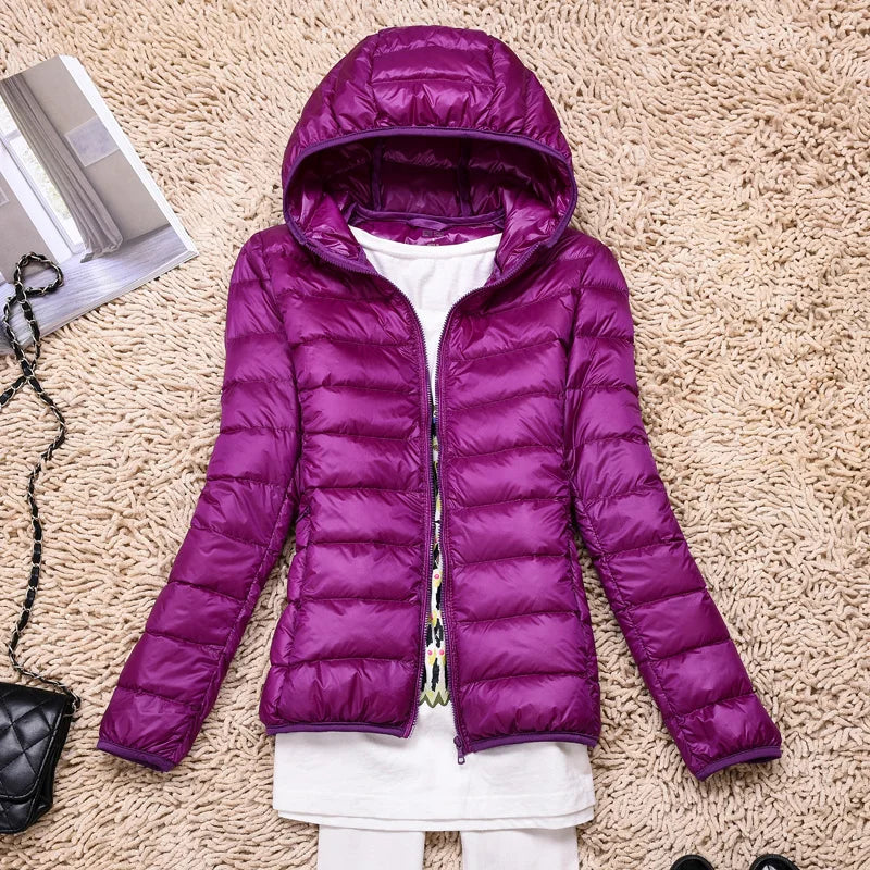 Piumino Donna Trapuntato con Cappuccio Leggero