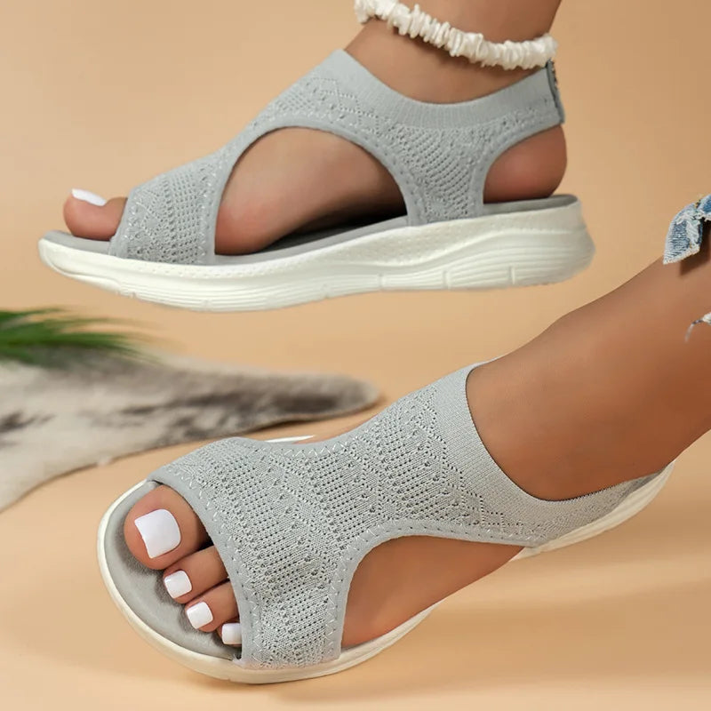 Sandalias ortopédicas para mujer con cuña y punta abierta
