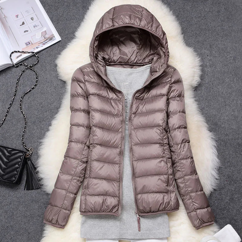 Piumino Donna Trapuntato con Cappuccio Leggero