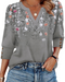 Blusa con Scollo a V a Maniche Lunghe dalla Vestibilità Morbida