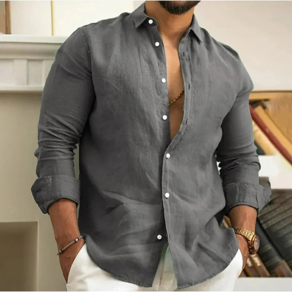 Camicia in lino traspirante da uomo, freschezza e stile estivo
