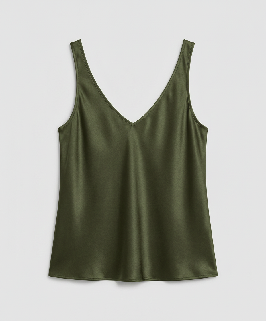 Canotta Donna in Raso con Scollo a V – Elegante, Leggera e Versatile