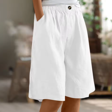 Pantaloncini Donna in Lino e Cotone con Vita Elasticizzata