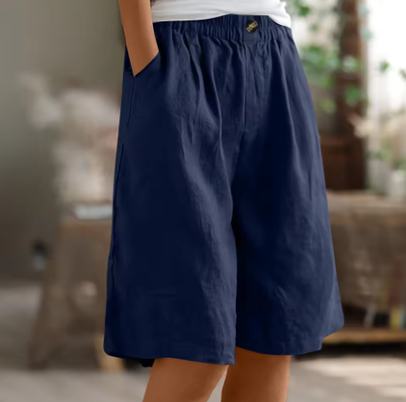 Pantaloncini Donna in Lino e Cotone con Vita Elasticizzata