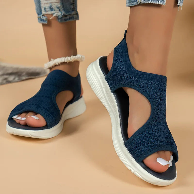 Sandalias ortopédicas para mujer con cuña y punta abierta