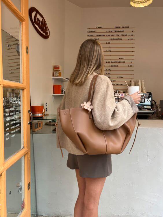Elegante borsa tote vintage da donna - Grande borsa a mano in pelle con tracolla