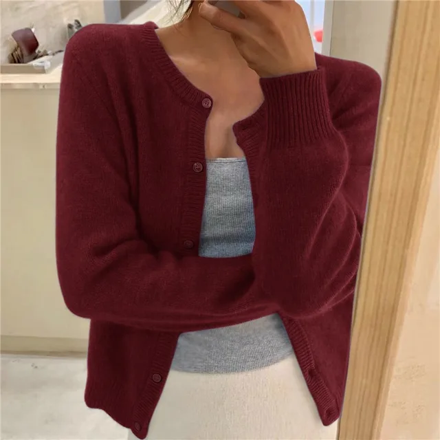 Cardigan Lavorato a Maglia con Chiusura a Bottoni