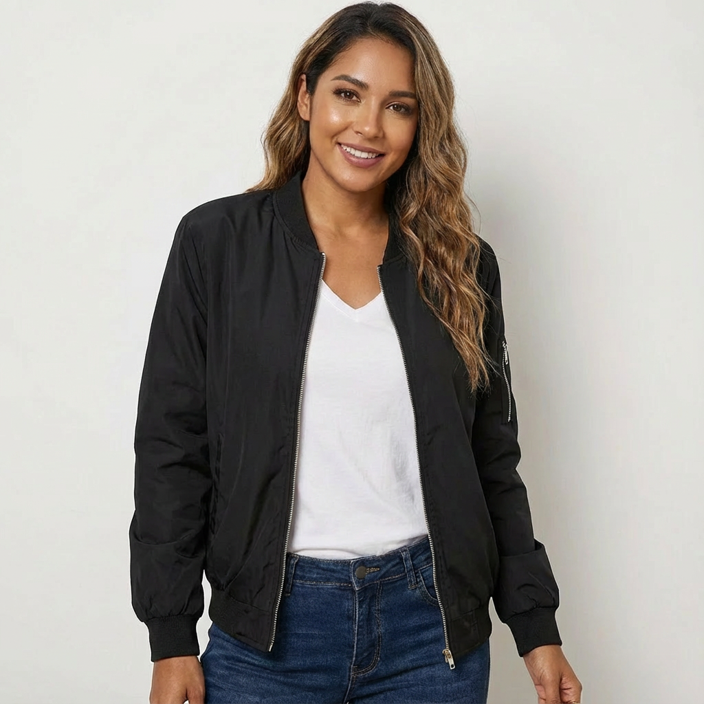 Giacca Bomber da Donna con Zip e Vestibilità Casual