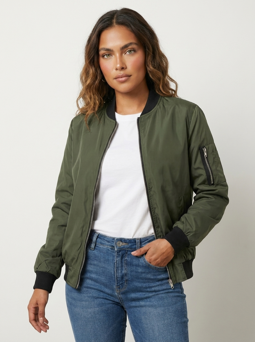 Giacca Bomber da Donna con Zip e Vestibilità Casual
