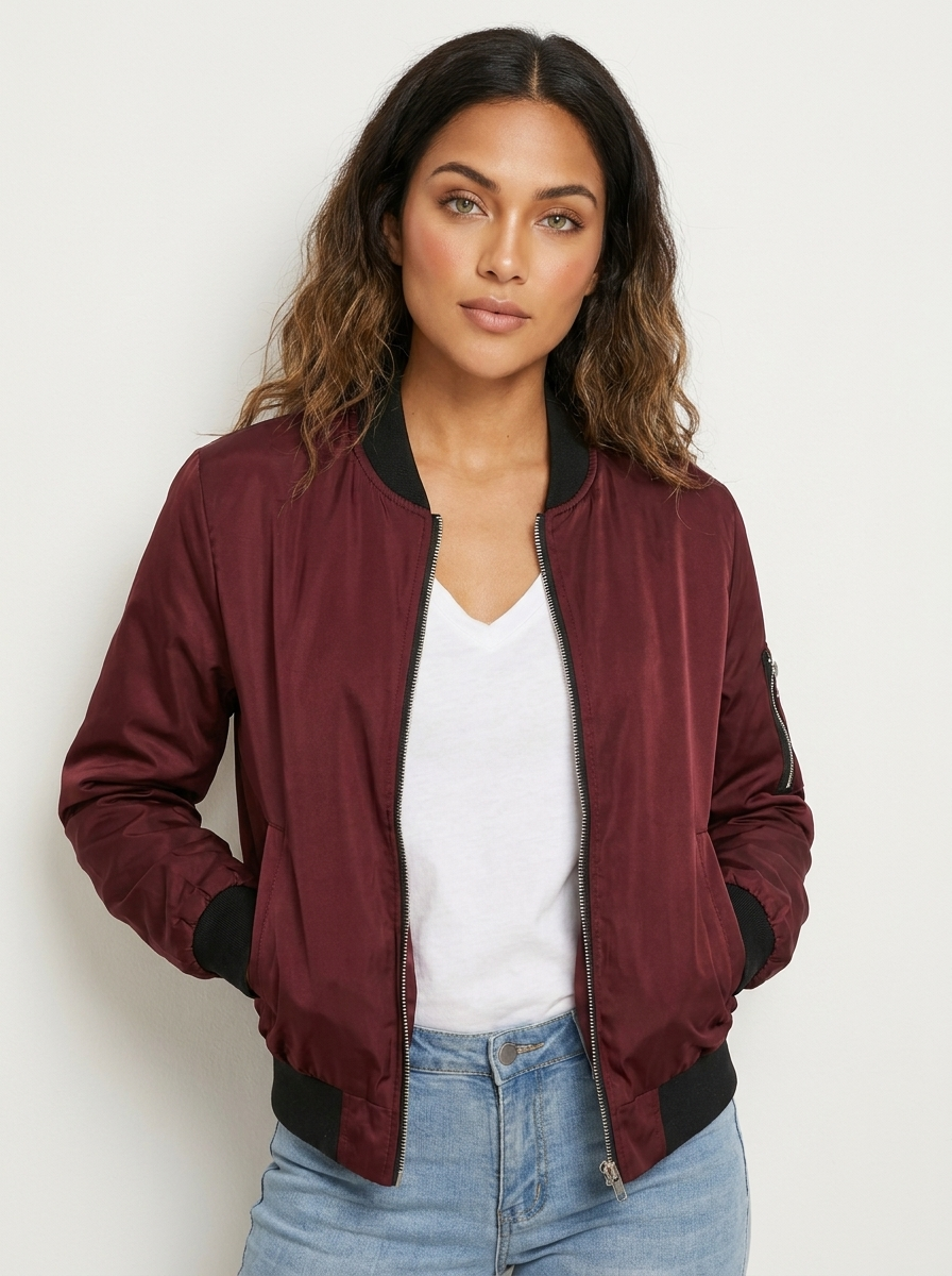Giacca Bomber da Donna con Zip e Vestibilità Casual