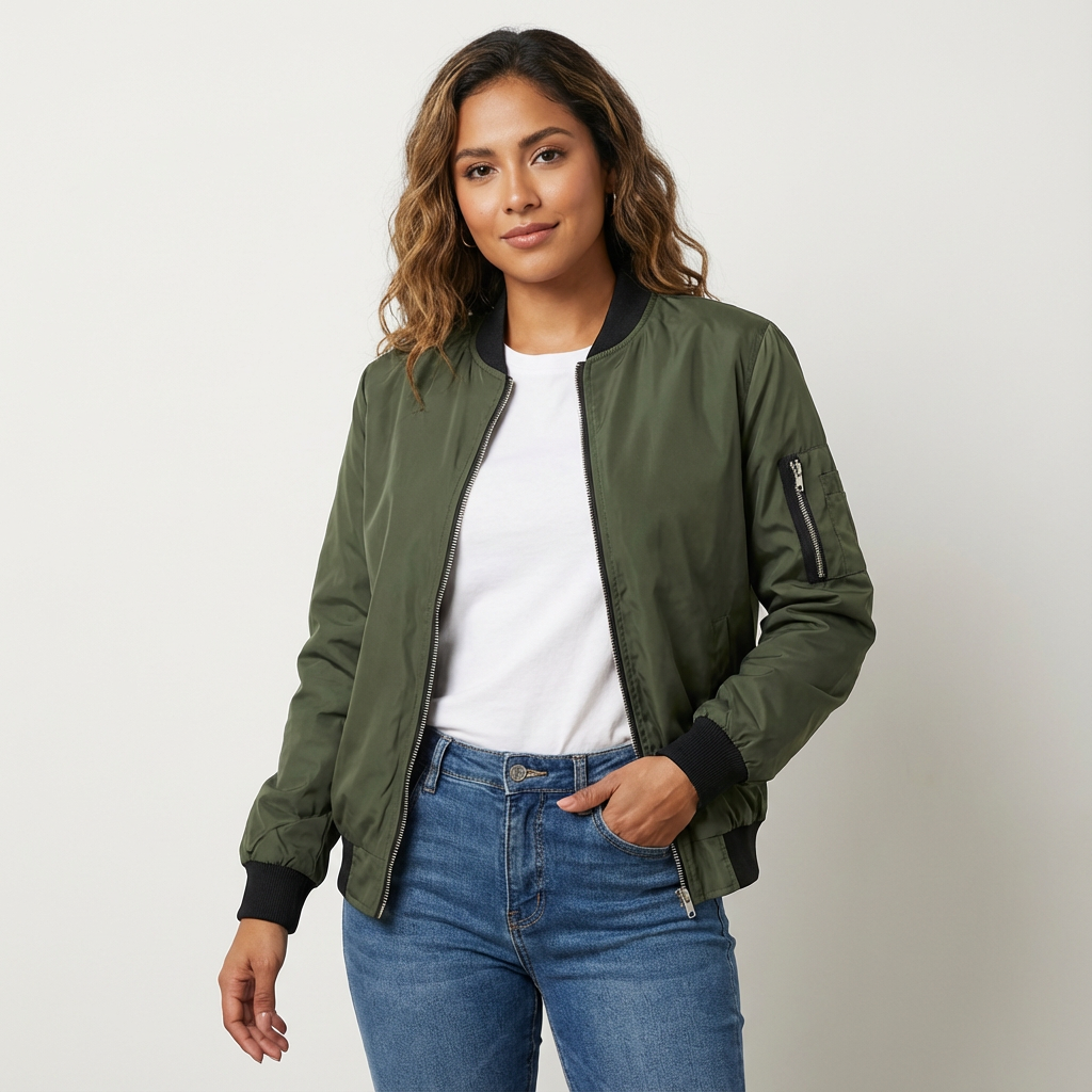 Giacca Bomber da Donna con Zip e Vestibilità Casual