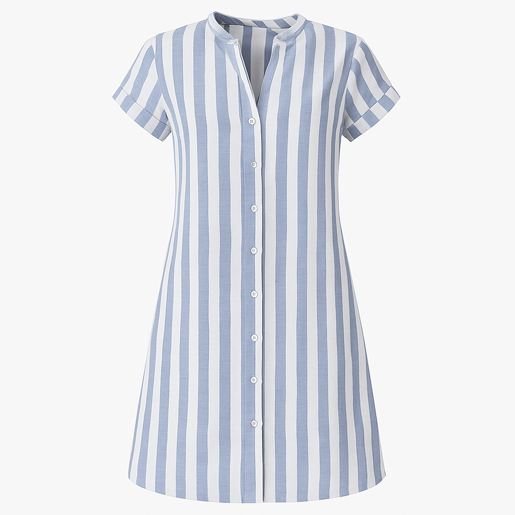 Robe chemisier rayée pour femme à manches courtes