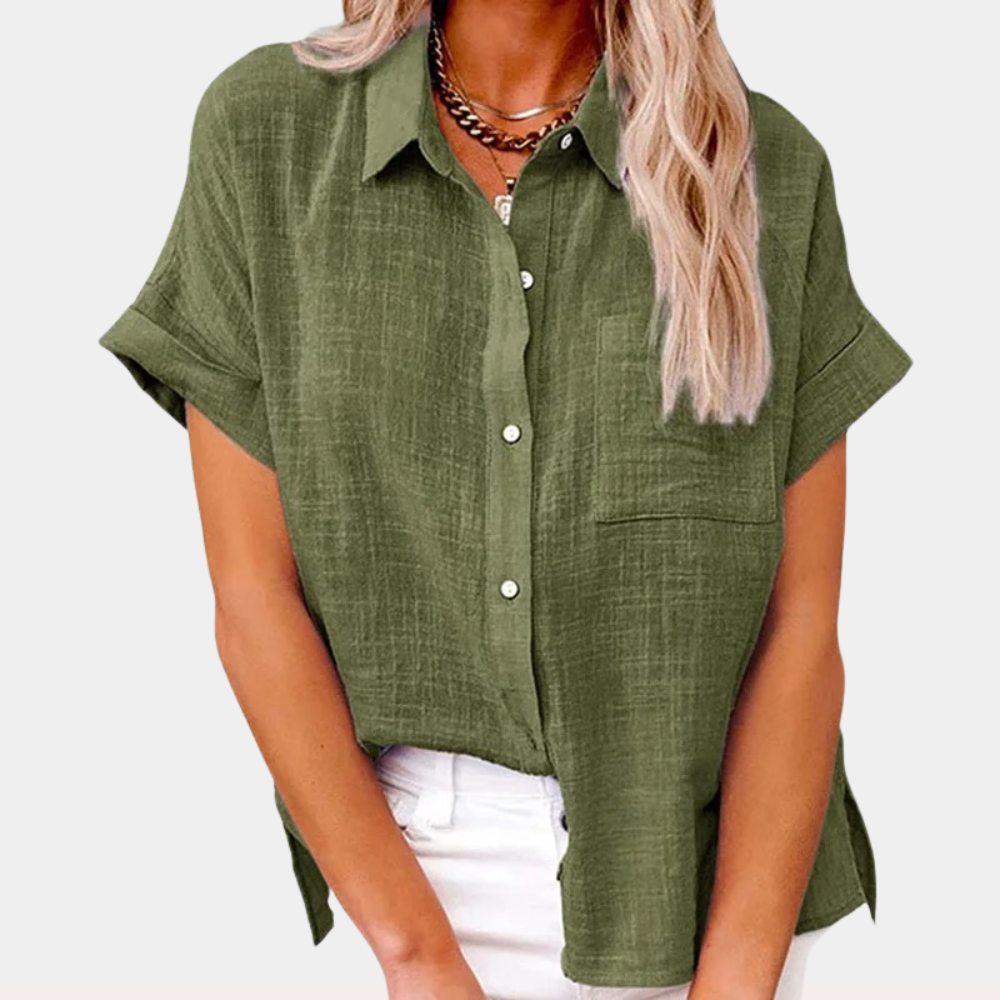 Camicia donna a maniche corte vestibilità morbida