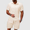 Completo Estivo da Uomo in Lino e Cotone – Camicia a Maniche Corte con Pantaloncini Casual