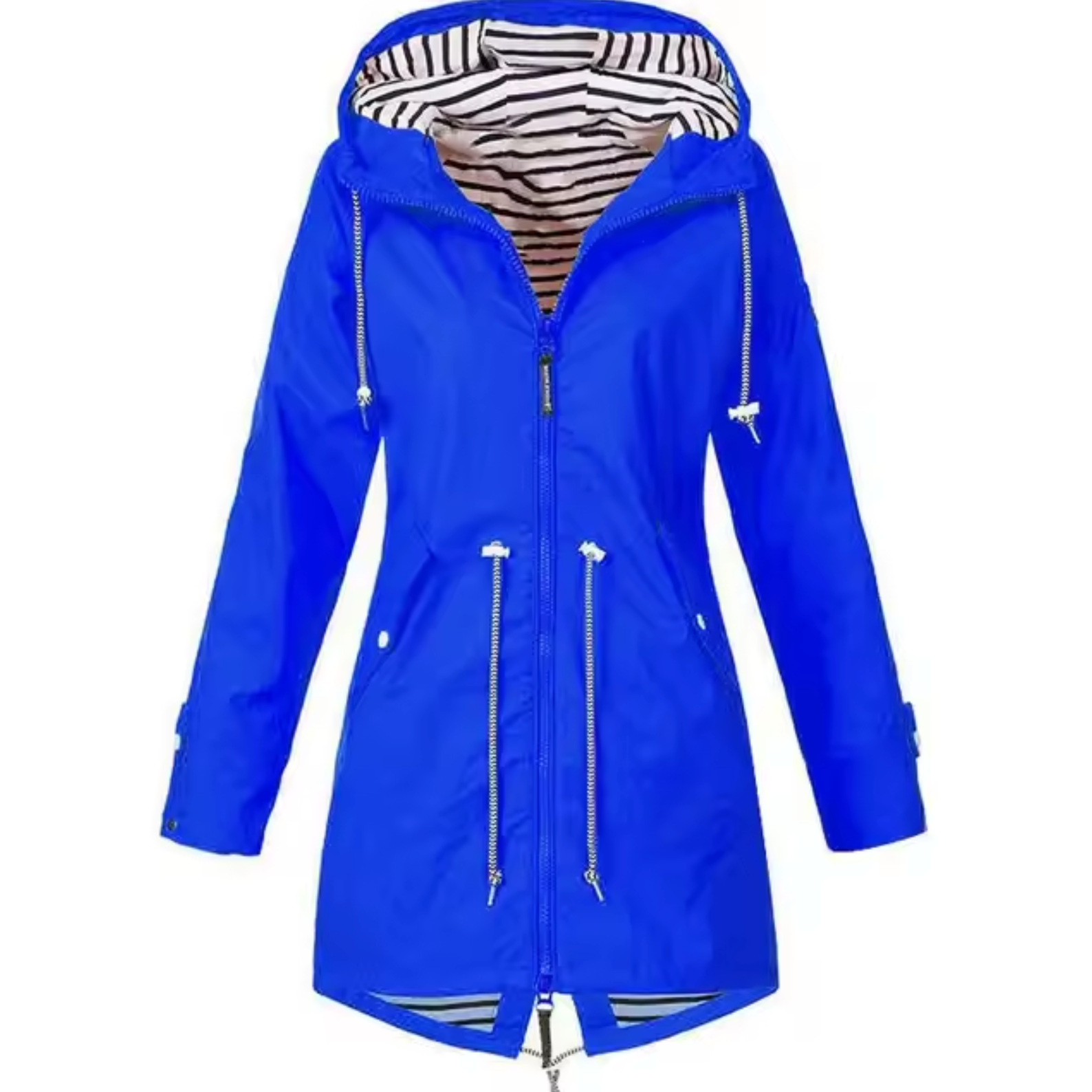 Parka Impermeabile Donna con Cappuccio Antivento e Vita Regolabile