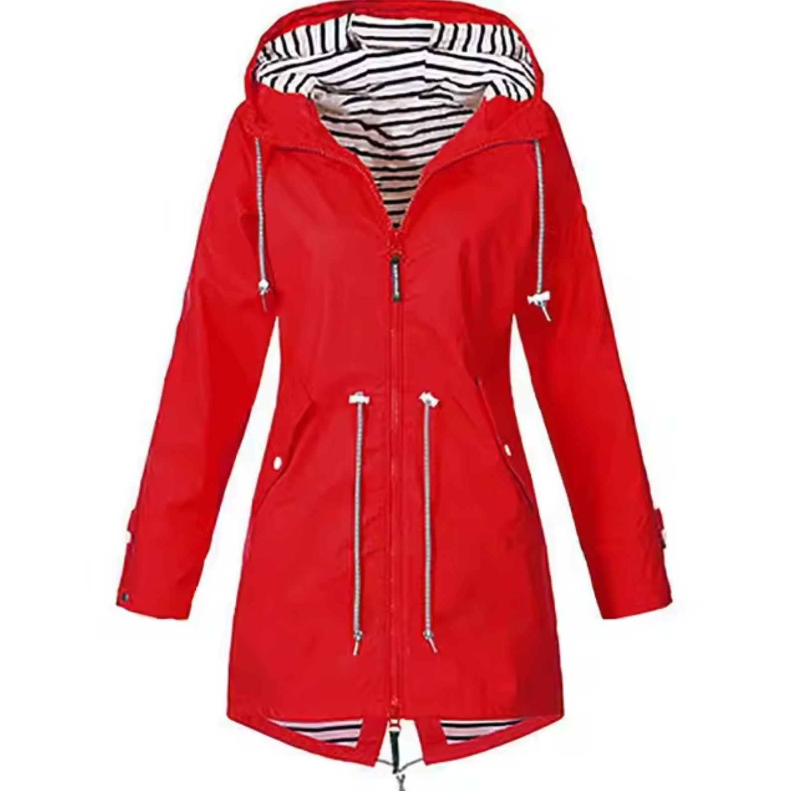 Parka Impermeabile Donna con Cappuccio Antivento e Vita Regolabile