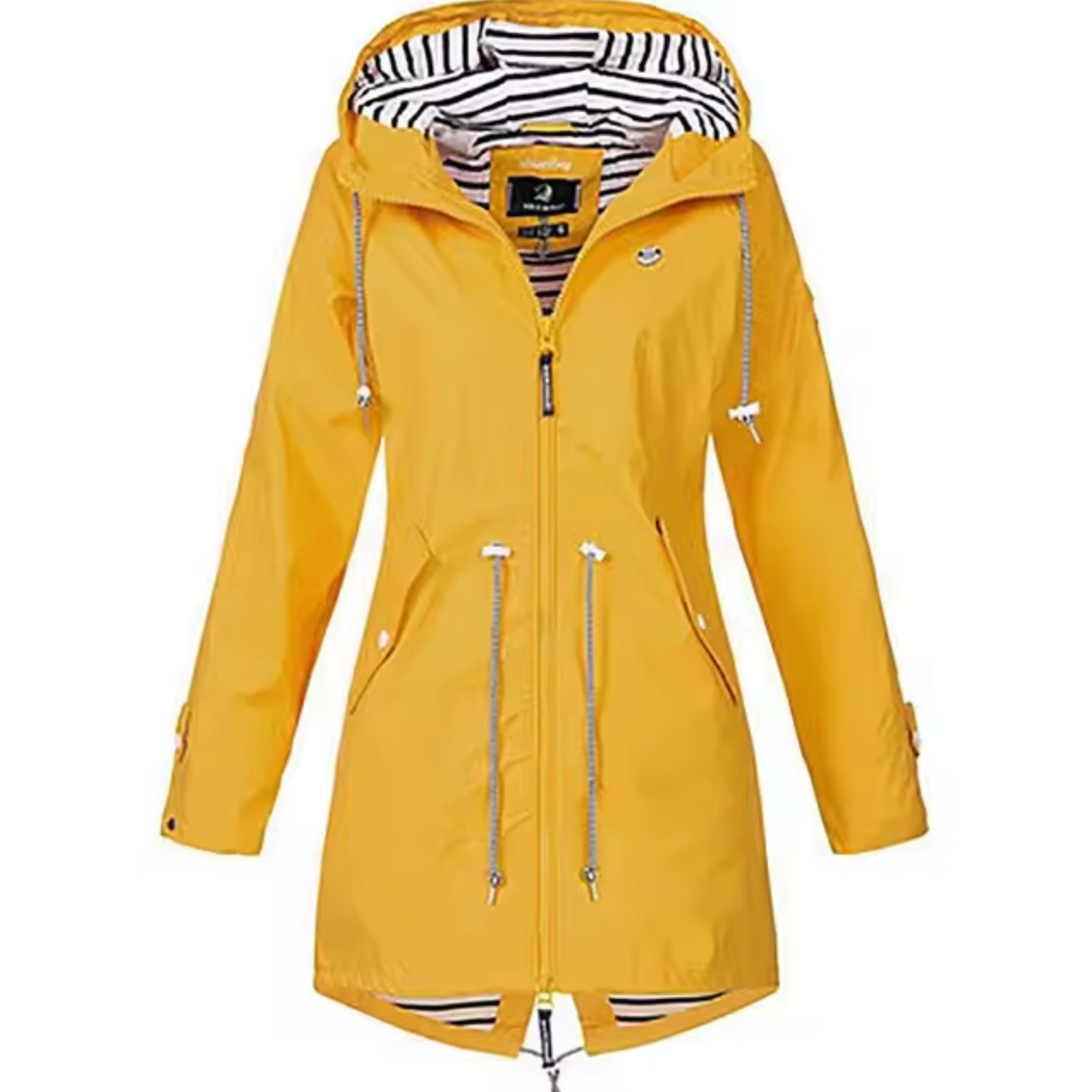Parka Impermeabile Donna con Cappuccio Antivento e Vita Regolabile