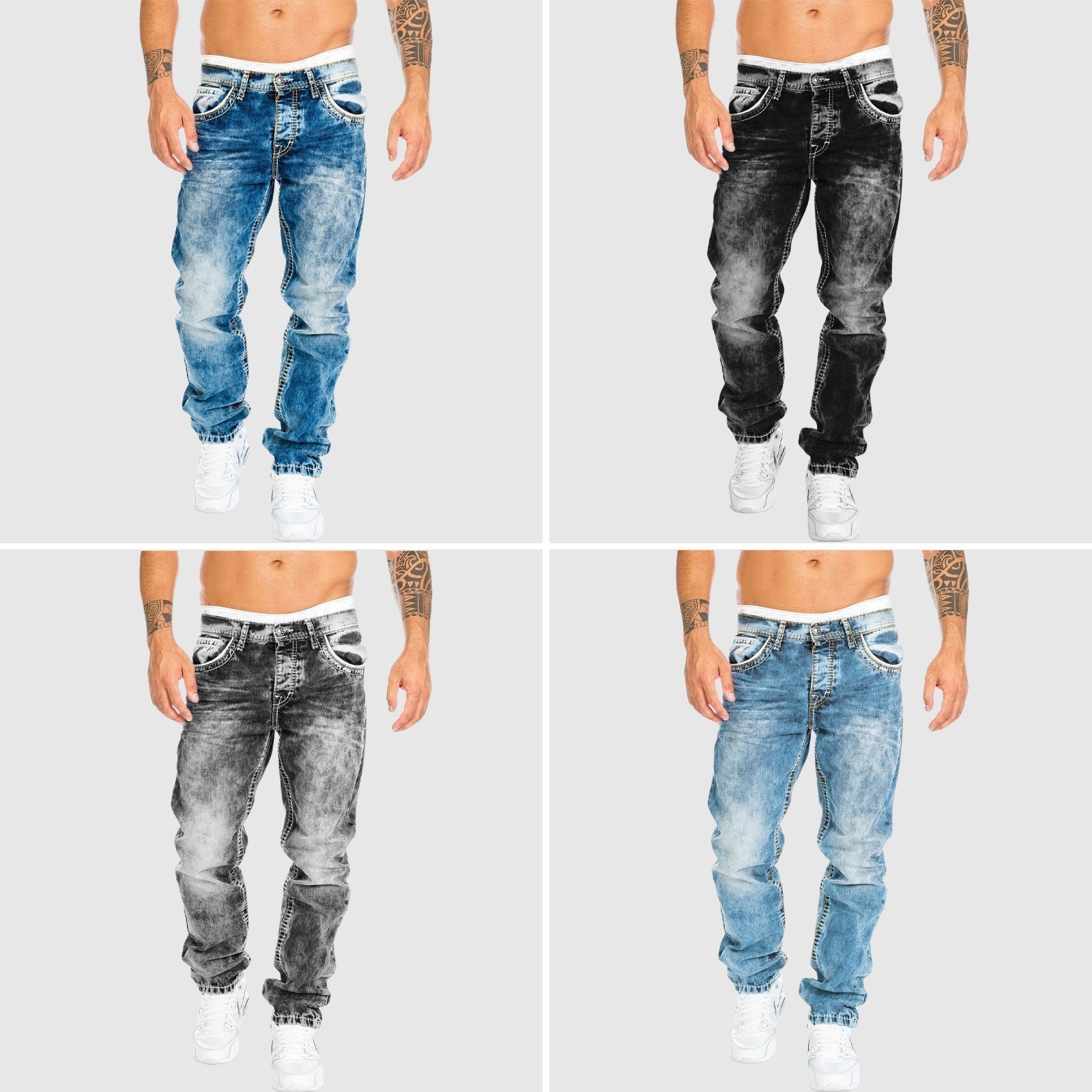 Jeans Baggy a Gamba Larga – Effetto Lavato – Vita Bassa – Jeans da Uomo